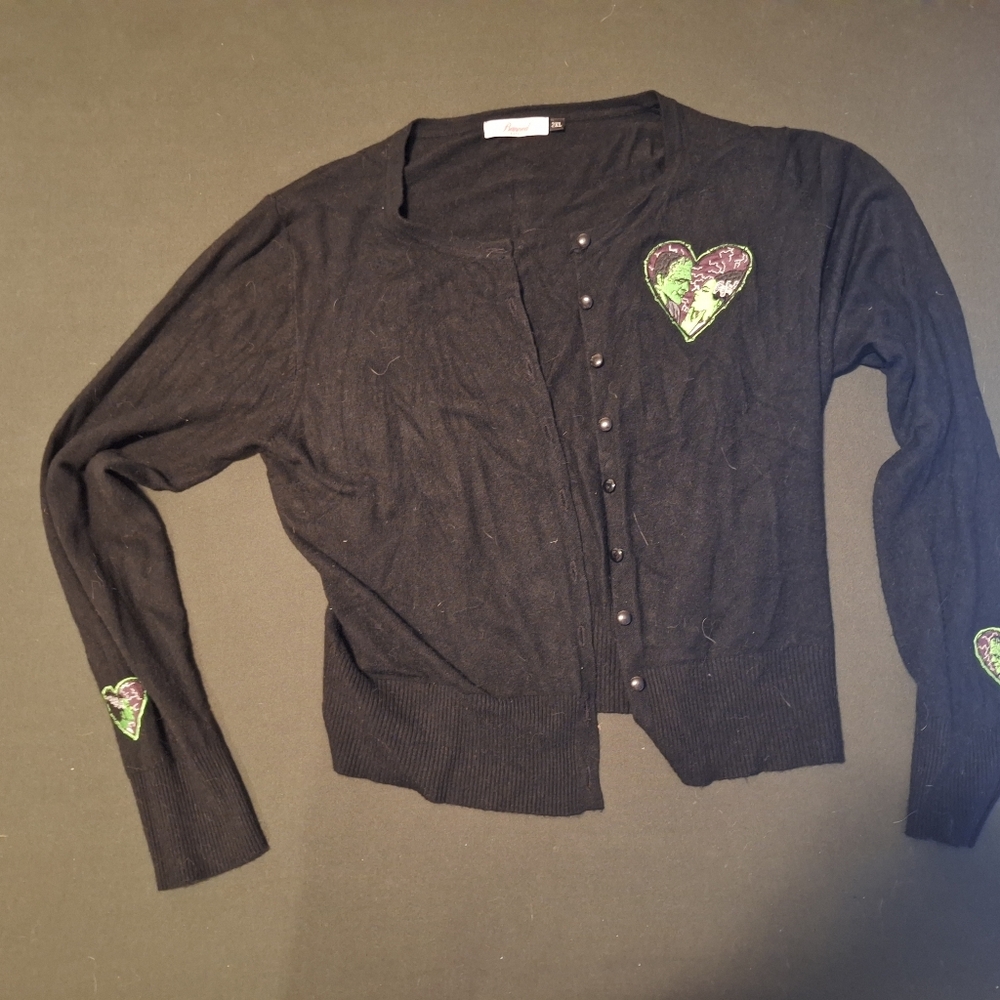 Stylish Black Cardigan with Frank & Bride Accents